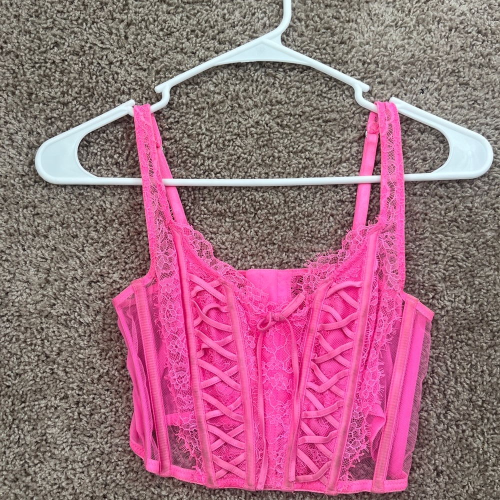 Victorias  secret bright pink corset top